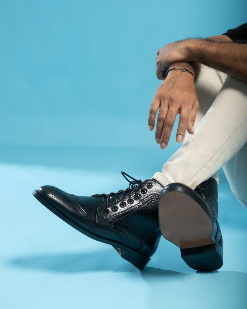 mens black brogue boots