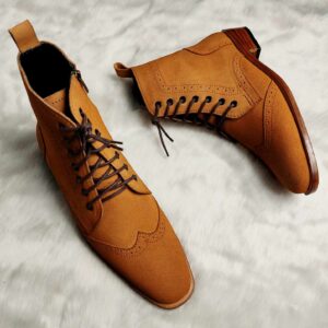 BROGUE BOOTS (MUSTARD SUEDE)