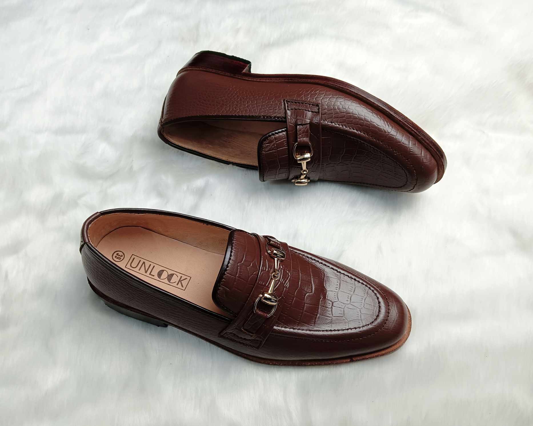 Mens Crocodile Loafers Chocolate main image 1